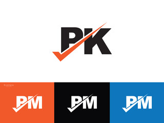 Positive pk kp Checkmark Logo Letter Vector Template - obrazy, fototapety, plakaty