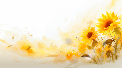 Watercolor painting of sunflowers isolated on white background. Digital art painting.AI Generated