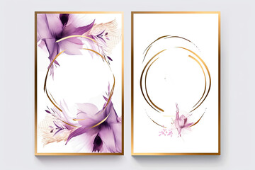 Violet and gold Floral Design: Multi-Purpose Template for Wedding Invitations, Business Cards, Thank You Notes, Flyer, Poster,Cover ...
