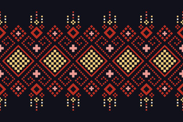 Red traditional ethnic pattern paisley flower Ikat background abstract Aztec African Indonesian Indian seamless pattern for fabric print cloth dress carpet curtains and sarong