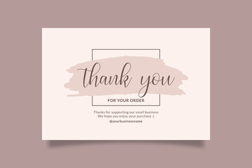Editable Botanical Thank You Card For Small Online Business with Pink Watercolor and Lettering Font