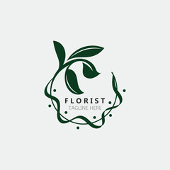 Wedding Florist logo beautiful floral leaf and flower vector art, icon graphic decoration business