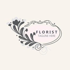 Wedding Florist logo beautiful floral leaf and flower vector art, icon graphic decoration business