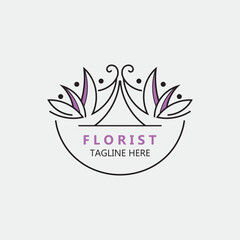 Wedding Florist logo beautiful floral leaf and flower vector art, icon graphic decoration business