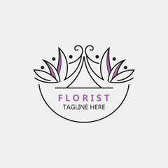 Fototapeta premium Wedding Florist logo beautiful floral leaf and flower vector art, icon graphic decoration business