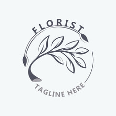 Wedding Florist logo beautiful floral leaf and flower vector art, icon graphic decoration business