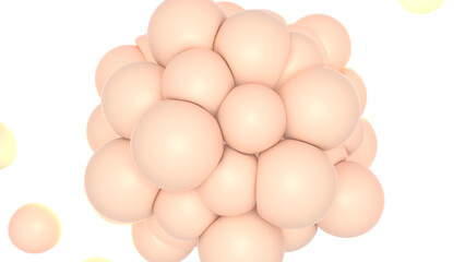 Fat cells collide into one pile 3d render