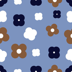 Obraz premium Seamless pattern geometric flower cute isolated on blue