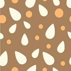 seamless pattern brown background of leaf and circle 