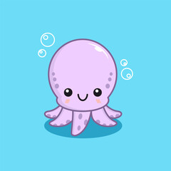 cute octopus cartoon design icon element vector