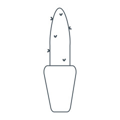 cactus needle pot line doodle icon element