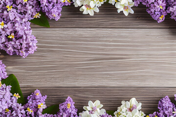 Naklejka na ściany i meble flowers on wooden background generative ai