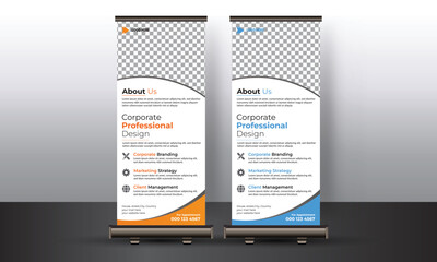 Business Marketing rollup banner design, corporate Business rollup banner Template Design. Digital Marketing Agency rollup banner design.