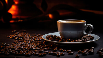 Sleek and stylish espresso coffee on retro table