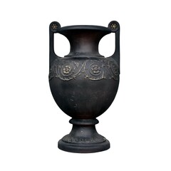 Copy of an old clay pot, isolated on a white background. Amphora.