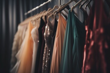Dresses formal clothes rack. Generate Ai