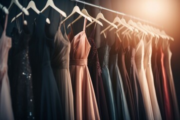 Dresses women clothes rack. Generate Ai
