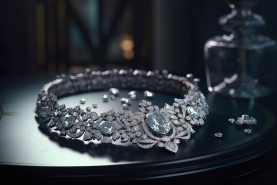 Elegant diamonds necklace fashion. Generate Ai
