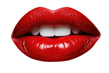 red lips isolated on transparent background. Kiss . - obrazy, fototapety, plakaty