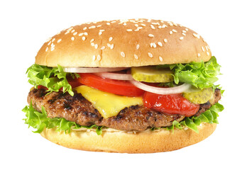 Grilled Cheeseburger Sandwich - Hamburger with Cheese on transparent PNG Background