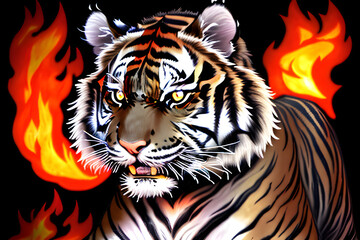 a flame tiger. Generative AI