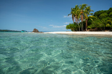 Small tropical island, Granito de Oro island, Coiba national park, Panama, Central America - stock...