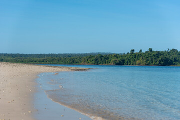 Obraz premium Small tropical island beach , Granito de Oro island, Coiba National Park, Panama, Central America -stock photo