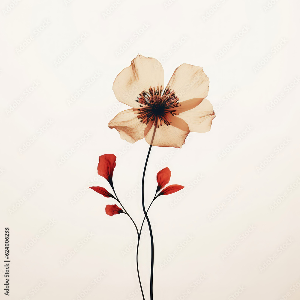 Canvas Prints Simple flower minimalism background retro style. Generative AI