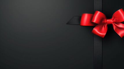 Red bow on black background
