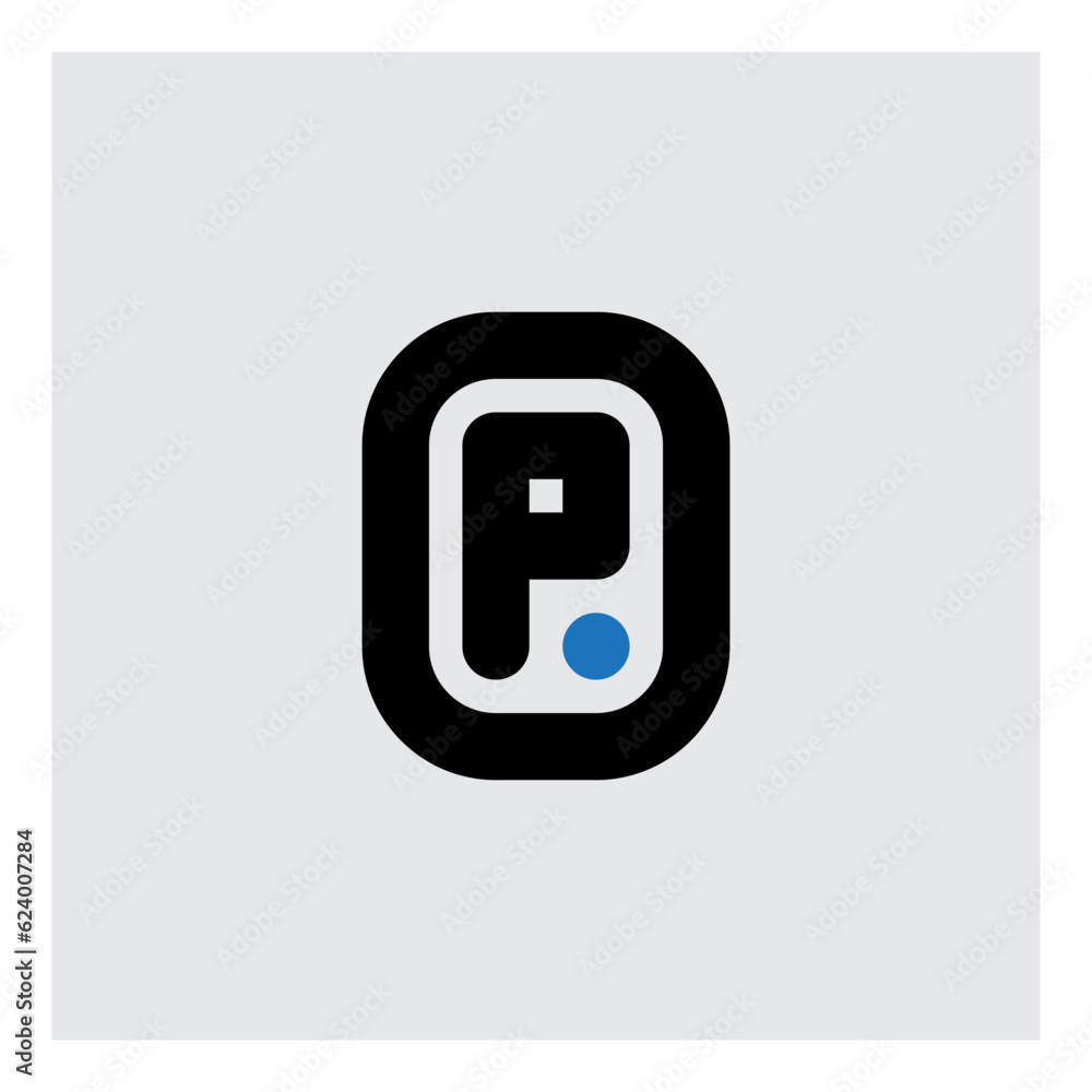 Poster monogram or logotype with dot. op - initials or logo. o and p - vector design element or icon.