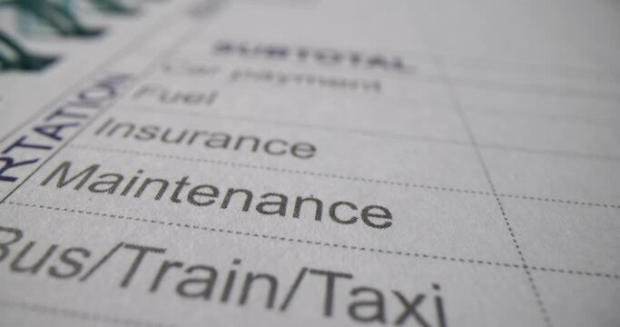 Create monthly interim budget for expenses. Monthly budget printout with subtotal text
