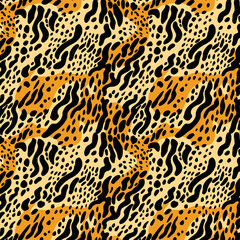 Animal Print Seamless Pattern - Tiger Stripes and Cheetah Spots