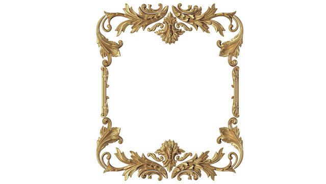 antique gold frame isolated on white background