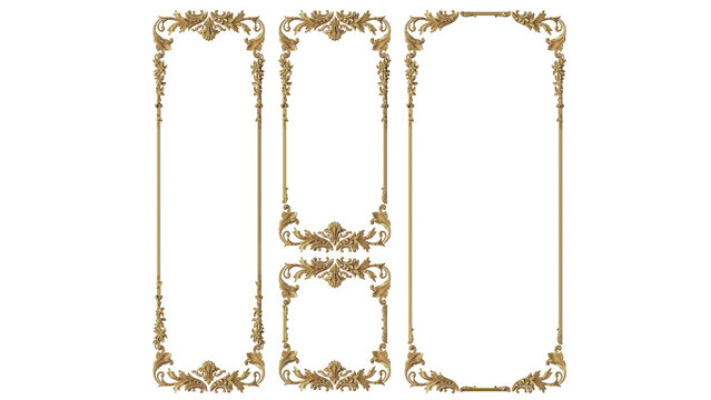 set of gold frames with classic ornaments