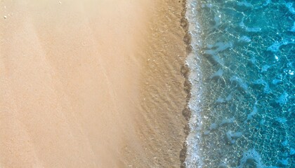Fototapeta premium abstract sand beach from above with light blue transparent, beach, sand, water, wave, summer, nature