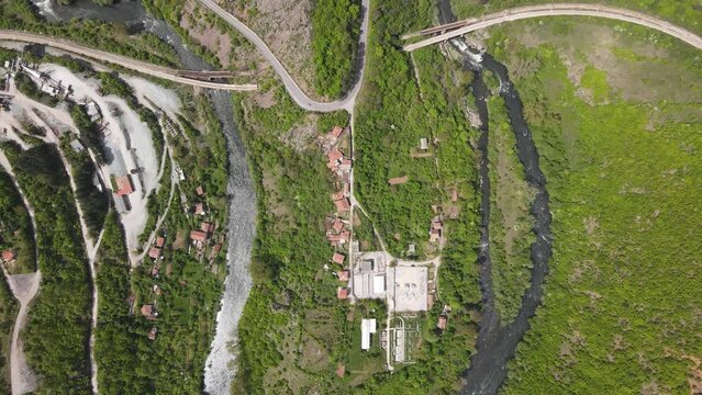 Amazing Aerial view of iskar gorge near village of Bov, Balkan Mountains, Bulgaria