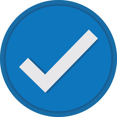 Check Mark, Blue Tick, Verified 3D Icon. Editable Vector Illustration Stroke. Transparent Background.