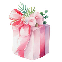 watercolor cute gift box, present, ai generative