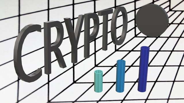 Monete di criptovaluta Rendering tridimensionale di valuta virtuale.