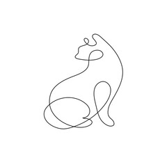 Cat one line drawing vector. Continuous line cats cover poster. Line art. Poster for concept design. 