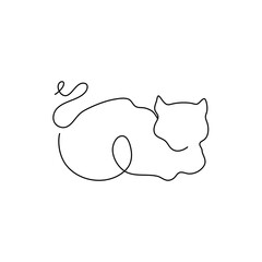 Cat one line drawing vector. Continuous line cats cover poster. Line art. Poster for concept design. 