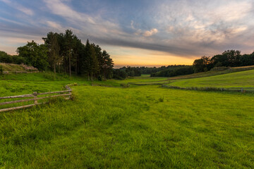 A view of Kashubian meadows. Kashubia, Poland. - obrazy, fototapety, plakaty