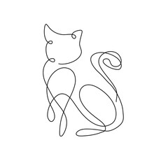 Cat one line drawing vector. Continuous line cats cover poster. Line art. Poster for concept design. 