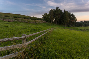 Fototapeta na wymiar A view of Kashubian meadows. Kashubia, Poland.