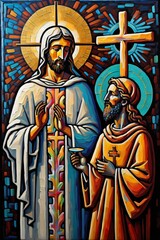 Fototapeta premium Photo of Jesus Christ oil painting made with Generative AI 