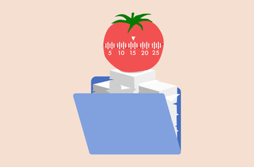 Productivity work process vector, prioritize work with files and folder, business working tools vector, work with deadline approaching, overwhelm business tasks, business daily routines working