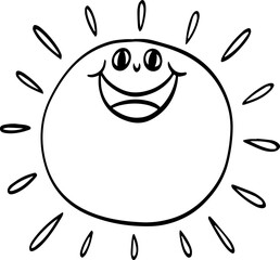 hand drawn abstract sun illustration isolated on white background.