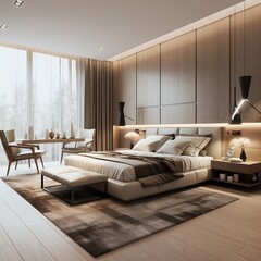 Interior design of modern elegant bedroom generative ai