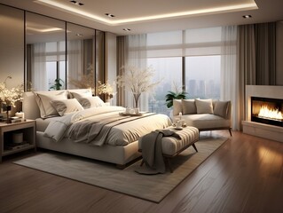 Interior design of modern elegant bedroom generative ai