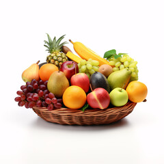 Naklejka na ściany i meble a basket of various fruits on a white background